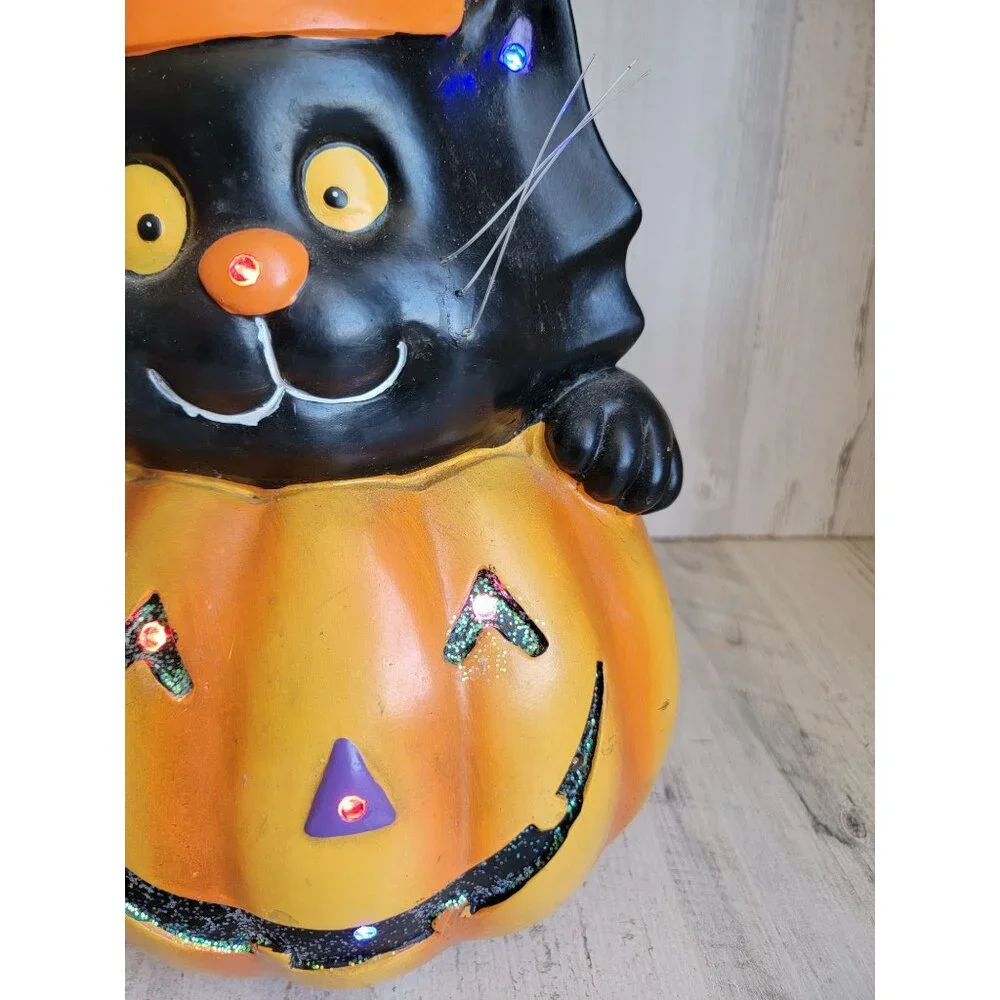 Eerie Alley light up‎ cat pumpkin candy corn Halloween prop home decor